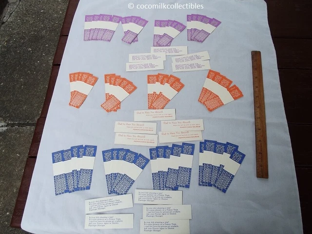 Lot 75 Pennsylvania Railroad R/R Ticket Seat Stubs Pennsy Family Blue Purple Org