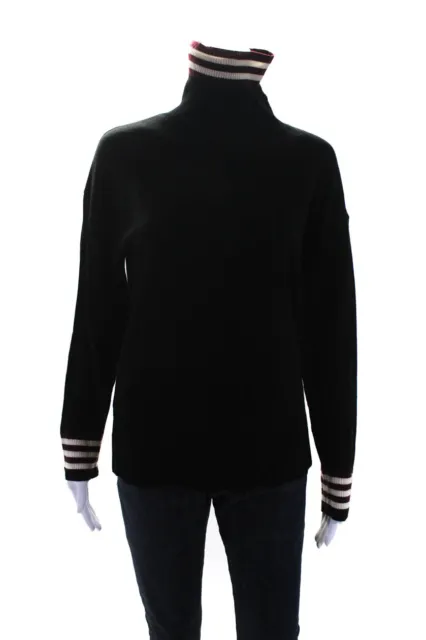 Gerard Darel Womens Wool Striped Pullover Turtleneck Sweater Top Black Size 3