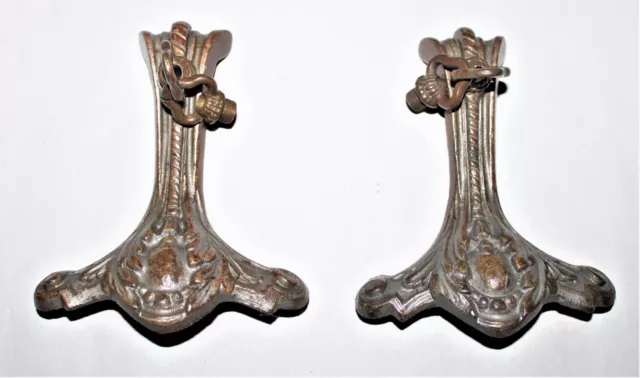 2 Antique Cast Brass Wall Sconce Light Fixture Arm Art Deco Pat. 1921 / No.100