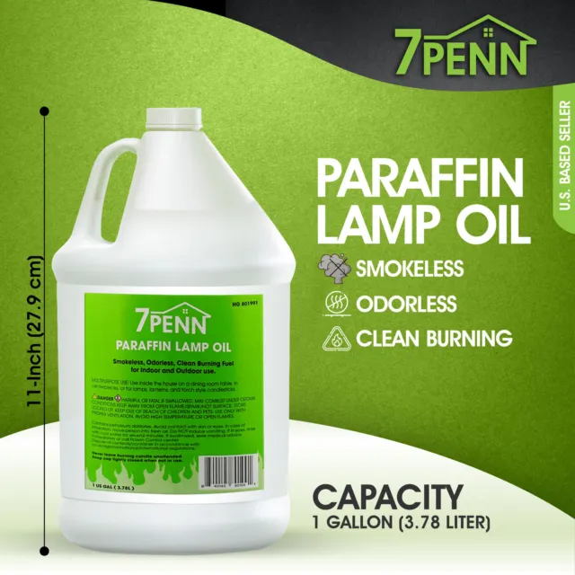7Penn Odorless Smokeless Lamp Oil Fluid - 1 Gal Clear Paraffin Oil Lantern Fuel 2