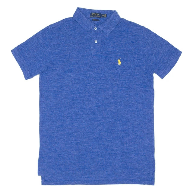 Polo RALPH LAUREN Custom Fit blu manica corta uomo M