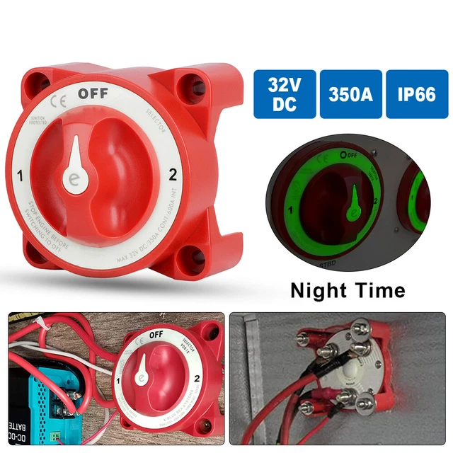 1-2-Both-Off  350A Dual Battery Selector Switch 3 Position AFD  for Marine Boat