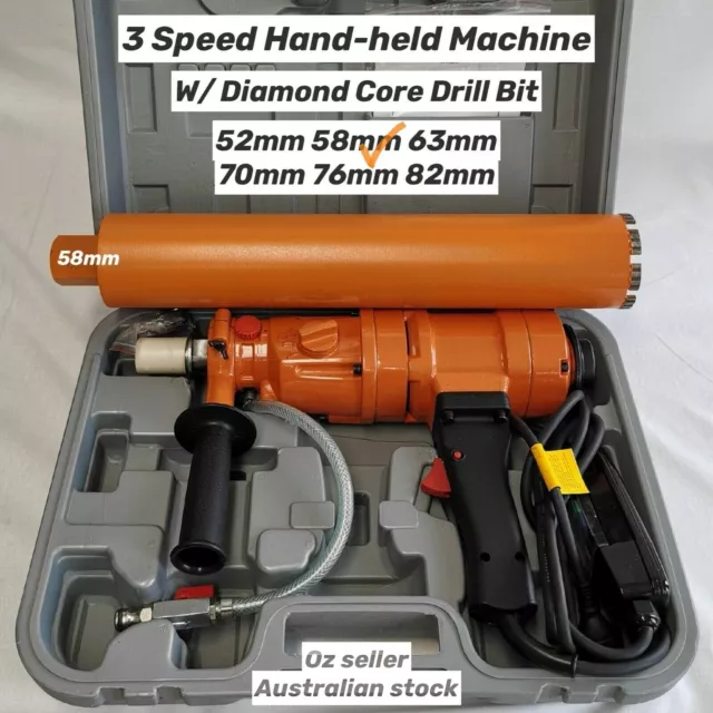 1500W 3 speed Hand-held Diamond Core Drill with 58mm Diamond Core Drill Bit