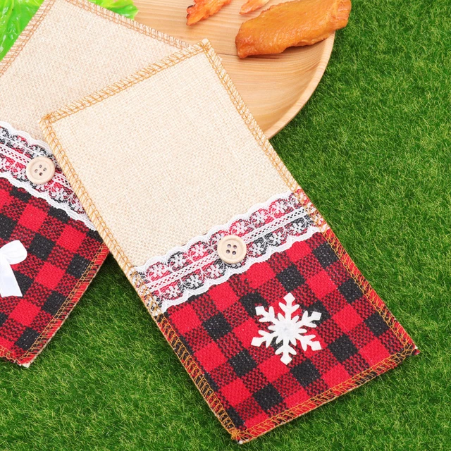 6 PIEZAS Bolsa de vajilla de Navidad Bolsa de cubiertos de Navidad