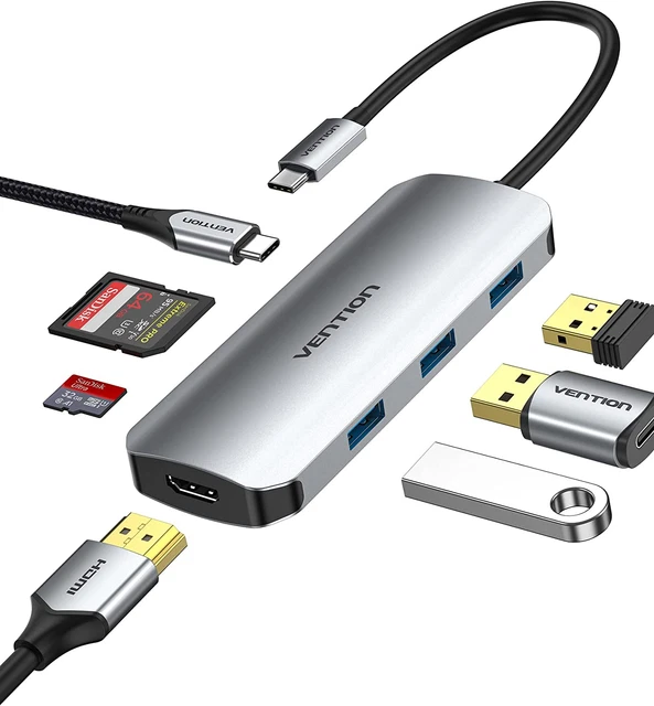 7-in-1 Multiport USB-C Hub Type C to USB 3.0 4K Adapter for MacBook Pro/Air