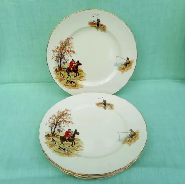 4 vintage Alfred Meakin "Country Life" dinner plates - 25 cm (9.5") di'r