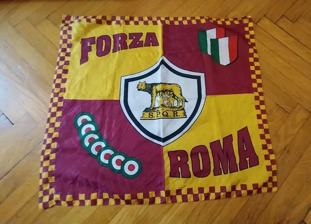 BANDIERINA AS ROMA, Vintage anni 80 misura 60X55 No Ultras No Cucs EUR ...