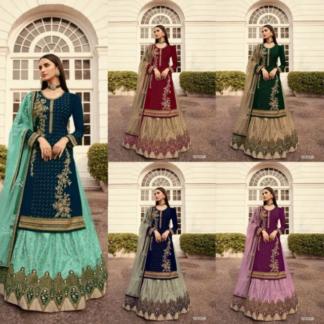 Indiano Bollywood Festa Pesante Pakistano Anarkali Salwar Kameez Abito da Sposa