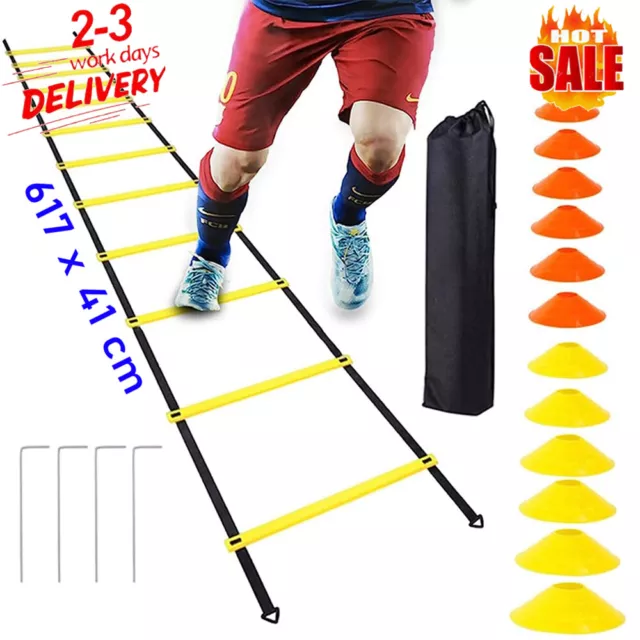 Agility Speed Hurdles Ladder Cones Marker Set Football Training Sports Equipment
