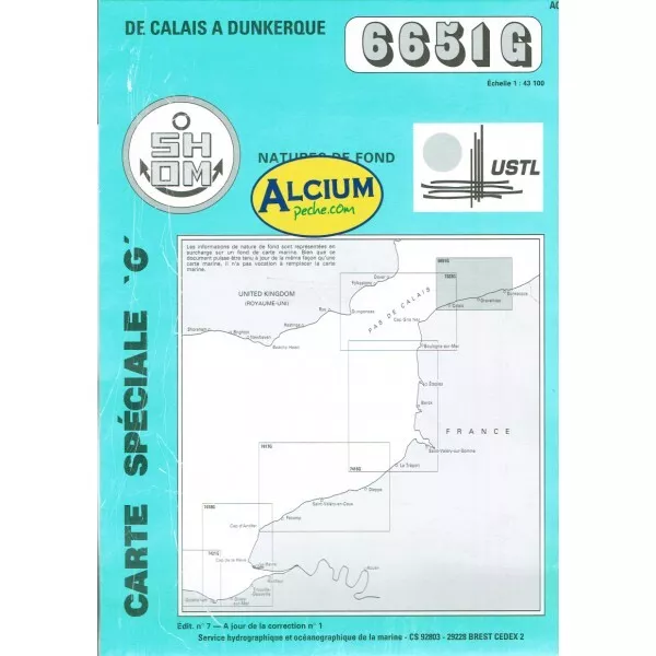 CARTE MARINE SHOM 6651G DE CALAIS A DUNKERQUE ---ndd Alciumpeche