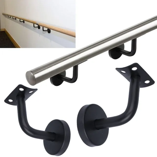 Practical Black Wall Mount Handrail Bracket Secure Support for Railings