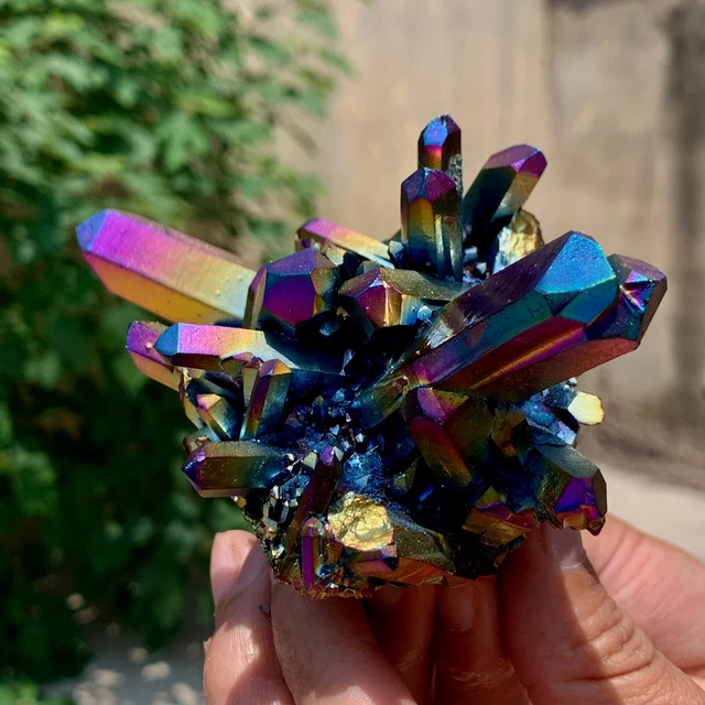 320G Color plated ore phantom quartz crystal cluster mineral specimen