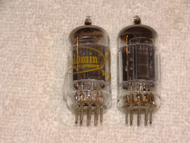 2 X 12au7 Raytheon / Baldwin Tubes Noir Plts-O Très Fort Paire Assortie 1959 #12