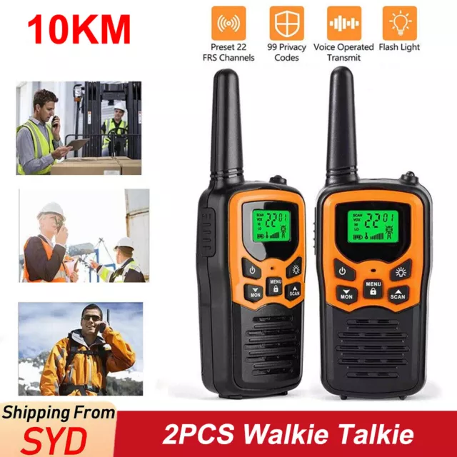2x Handheld Walkie talkie Two Way Radio Civilian 10KM Minicomputer 22 Channels