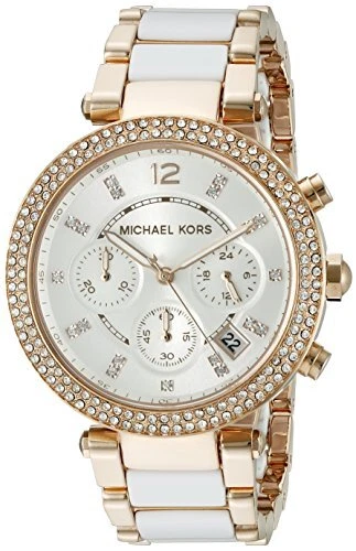 Michael Kors Parker Chrono  Rose-Gold SS Quartz Ladies Watch MK5774-Used