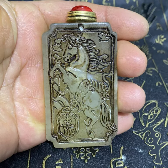 100%Chinese Natural Hetian Jade Hand-carved Exquisite  Pendants , Snuff Bottle