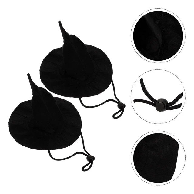 2 piezas Mascota Sombrero con puntas Mascota Disfraz Gorras Halloween Disfraces Perros Negro