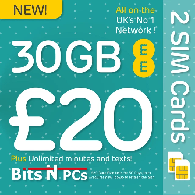 2 X Ee Pay As You Go Sim Card - £20 30 Day Pack