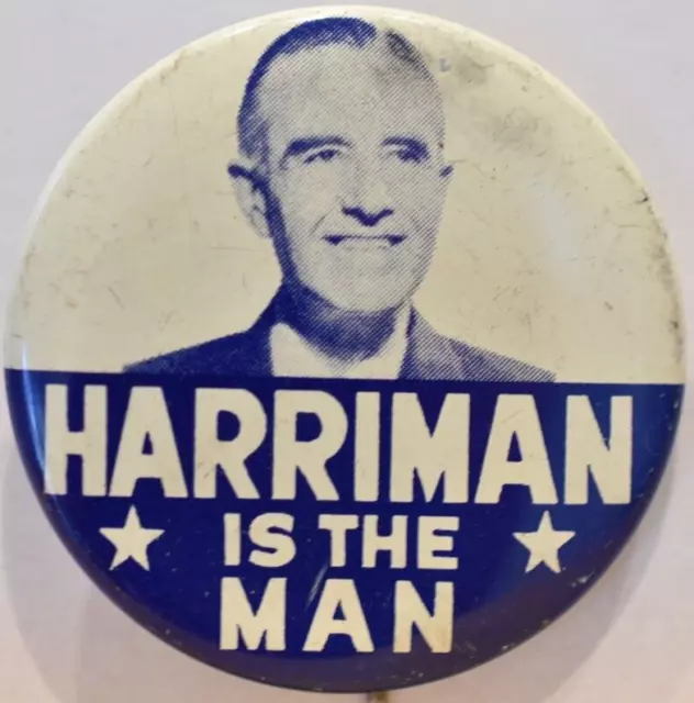 1952 William Averell Harriman Presidential Candidate Political Pinback Button #5