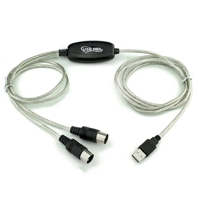 USB IN-OUT MIDI Interface Cable Converter PC to Music Keyboard Adapter Cord -wf