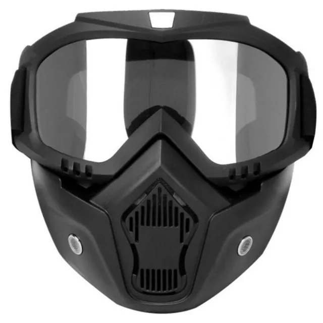 Full Face Paintball Airsoft Mask Motorcycle Clear Goggle Tactical Detachable