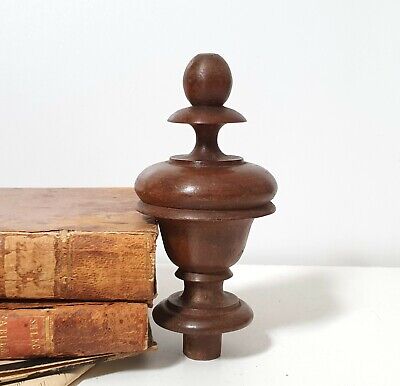 Antique wooden post finial French turned wood topper Bed Clock Furniture 4.25