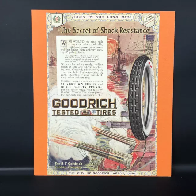 1918 GOODRICH Tires Rubber Company VTG Print Ad Silvertowns Akron,OH Antique Car