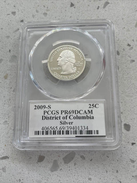2009-S 25C Pcgs Pr69Dcam District Of Columbia Dc Silver Quarter (Flag Label)