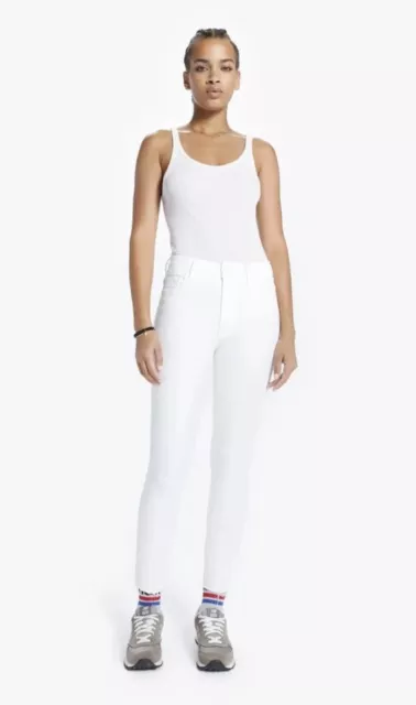 MOTHER Jeans New $198 High Waisted Looker Ankle Fray White Size 25