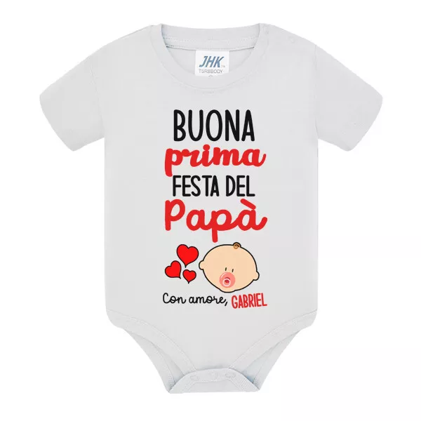 Body neonato Buona Prima Festa del Papà PERSONALIZZATO NOME BIMBO BIMBA cuoricin