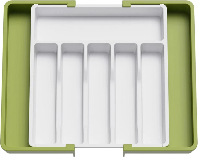 Portaposate Da Cassetto Espandibile In Plastica – Divisori Regolabili 33-56 Cm, Con Portacoltelli, Lavabile - 4