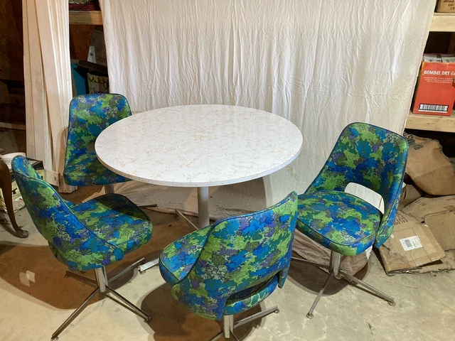 1961 Progressive Retro Formica Table with Blue/Green Chairs; 5 Piece