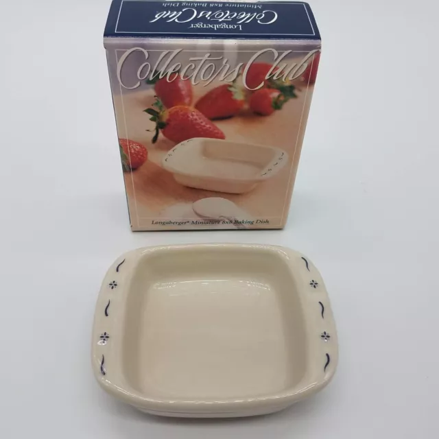 Longaberger 2002 Vintage Collectors Club Miniature Pottery 8 x 8 Baking Dish NIB