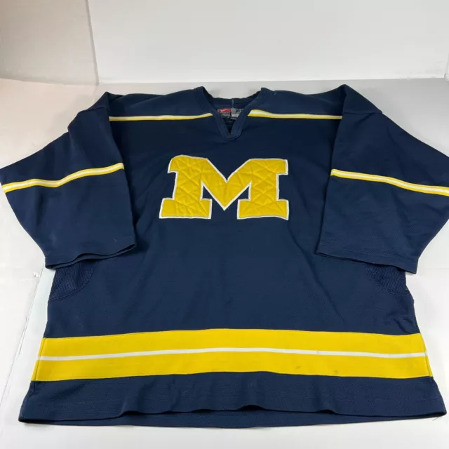 VTG Nike Engineered Michigan Wolverines Hockey Jersey Adult Extra Large Blue