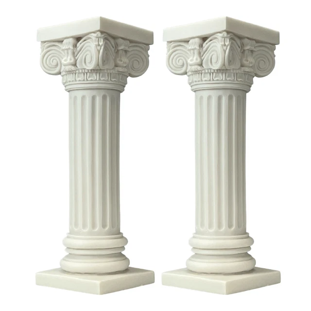 Set of 2 Greek Ionic Order Column Pillar Pedestal Statue Sculpture Décor 11.6 in