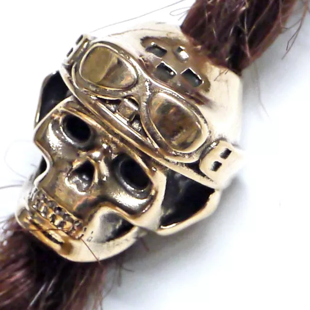 L: 6mm Bartschmuck Totenkopf racing skull  Bronze Bartperle + - Haargummis