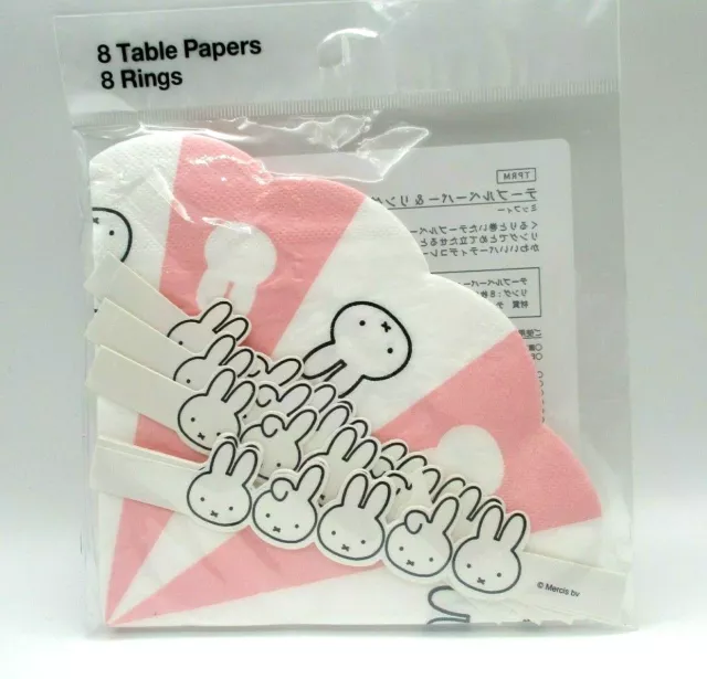 Papel de mesa Miffy 8 piezas con anillos rosa para lonchera bento