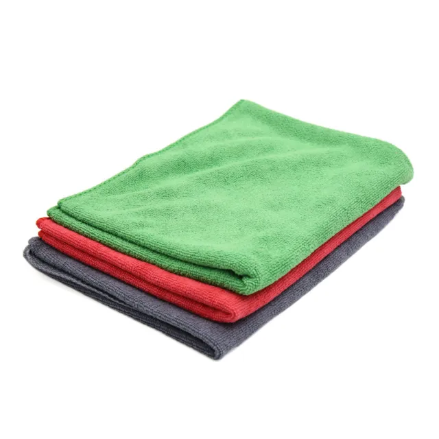3Pcs 65 x 33cm 250GSM paños de microfibra toalla para el lavado Red Verde Gris