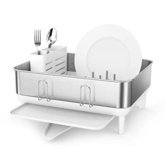 simplehuman Compact Kitchen Steel Frame Dishrack, White - New + Free Shipping