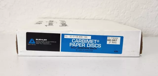 100PCS Buehler SEALED Carbimet Grinding Paper, 400 Grit P800, Self Adhesive, 8"