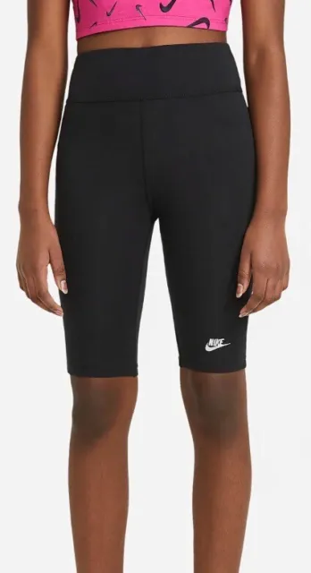 Pantaloncini da bici Nike 9 pollici neri per ragazze anziane taglia M NUOVI DI ZECCA