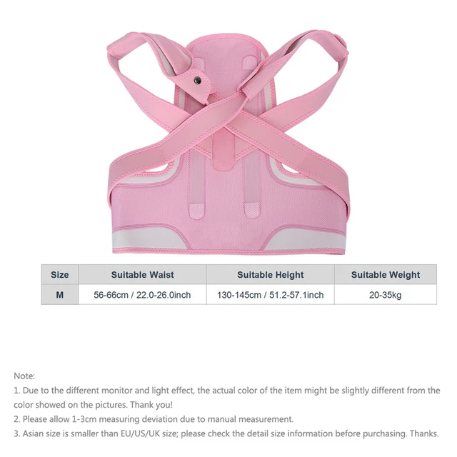 (M) Nuevo Rosado Niños Cintura Espalda Hombro Soporte Corrección de Postura SG5