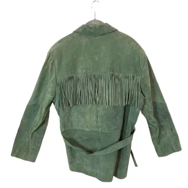 FRINGE WESTERN JACKET Womens Size Medium Crazy Horse Leather Vintage ...