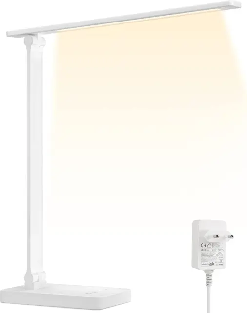 Lepro Lampada Da Scrivania LED 655LM, Lampada Da Tavolo 96 Leds, 3 Colori E 5 Li