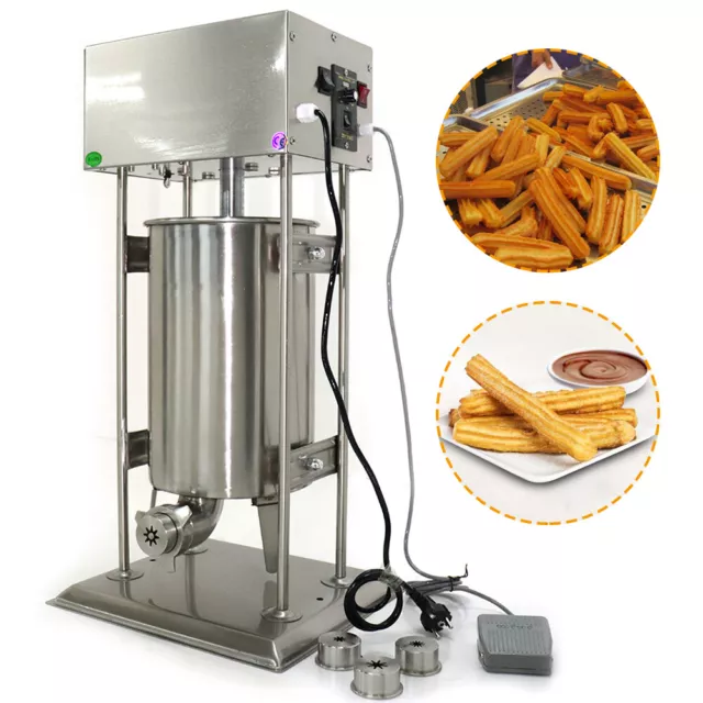 Electric Sausage Stuffer Commercial Churro maker Machine w//Filler 15L w/4*Mold
