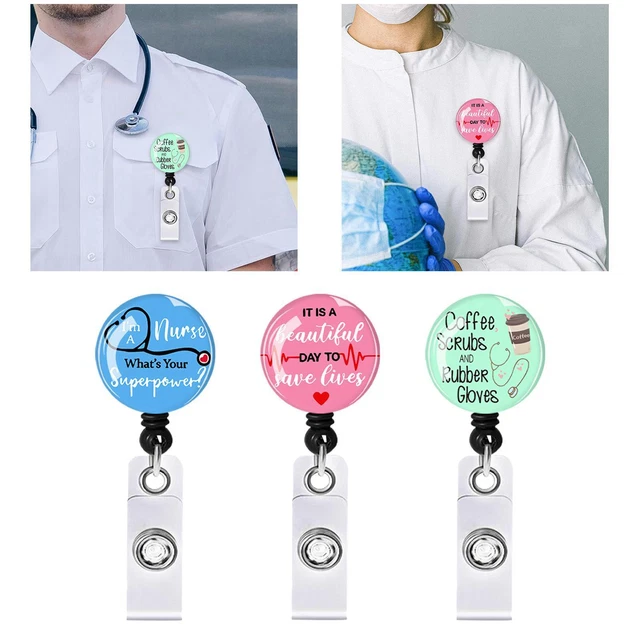 Porte-badge Rétractable Avec Clip - Design Méduse Dans L'espace - Pour Infirmières, Médecins, Bureau