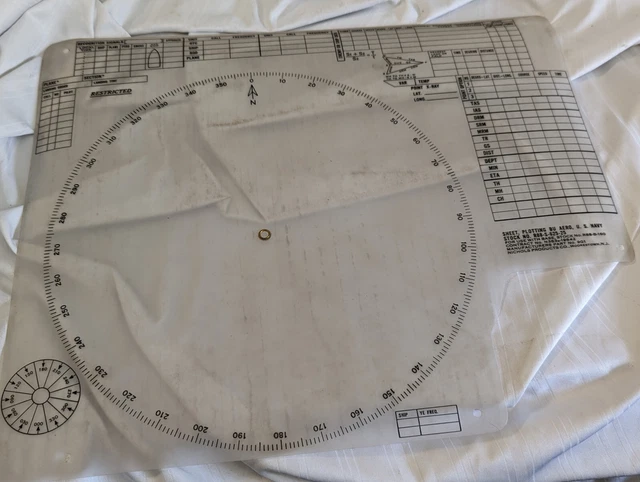 WWII AERONAUTICAL SHEET Plotting BU Aero US Navy 15.5 x 13 in plastic ...