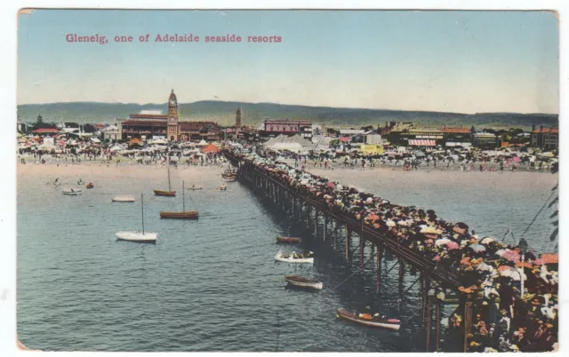 Glenelg Adelaide Seaside resort South Australia OLD POSTCARD circa 1908
