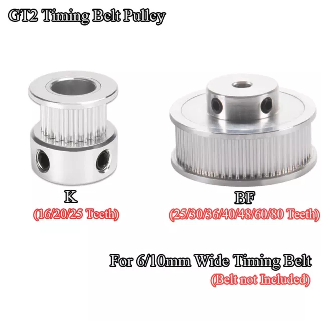 GT2 Timing Belt Pulley 16 20 25 30 40 60 Tooth Bore 3.17mm - 12mm For CNC Motor