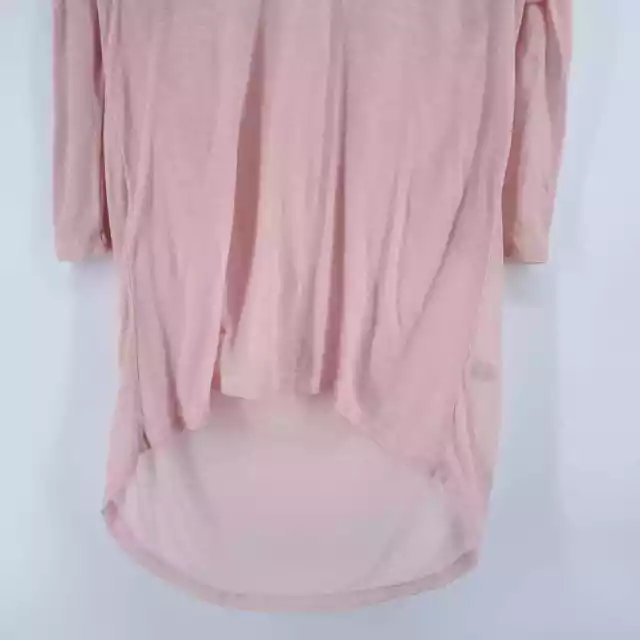 Leith Womens Oversized Light Pink Sheer Tunic Minimalist V Neck Half Sleeves S 3